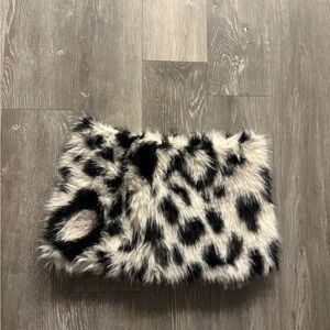 I.AM.GIA Black and White Faux Fur Mini Skirt